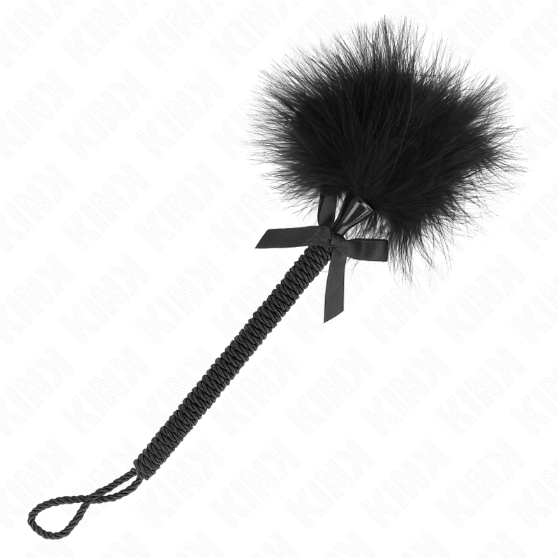 Kink - Bacchetta in Corda di Nylon con Piume Tickle e Fiocco Nero 25 Cm - immagine 2