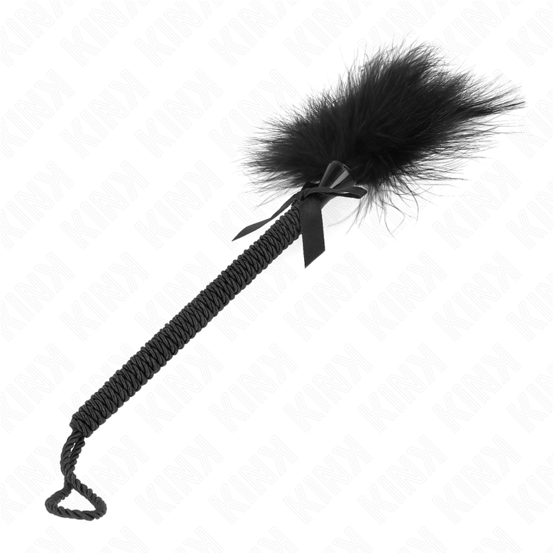 Kink - Bacchetta in Corda di Nylon con Piume Tickle e Fiocco Nero 25 Cm - immagine 4