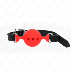 Kink - Bavaglio in Silicone Intero 55 X 2 Cm con Sfera da 4,5 Cm Misura M Rosso Regolabile 35-51 Cm