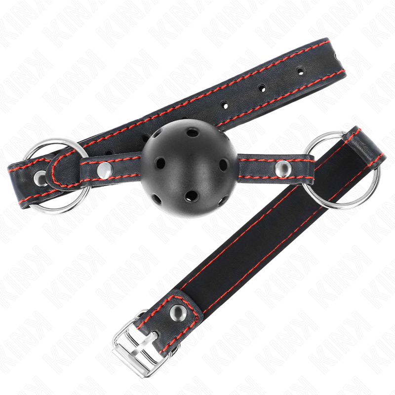 Kink - Ball Gag Hollow Hard Nero Modello 2 65 X 2,5 Cm - immagine 2