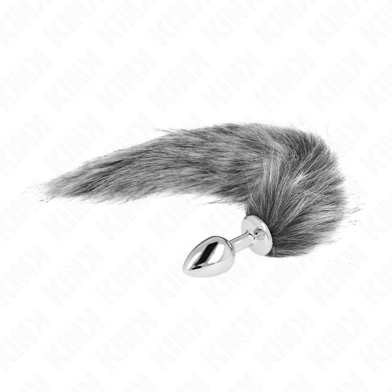 Kink - Plug Anale Taglia S 7 X 3 Cm con Coda Sintetica 40 Cm Grigio - immagine 2