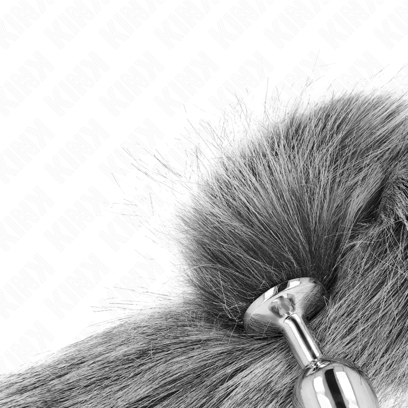 Kink - Plug Anale Taglia S 7 X 3 Cm con Coda Sintetica 40 Cm Grigio - immagine 4