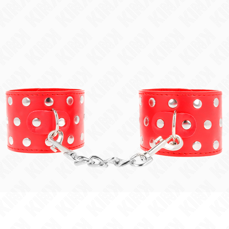 Kink - Resistenza da Polso con Chiusura a Scatto Completa di Rivetti Rosso Regolabile 19-24 Cm X 5,5 Cm - immagine 2