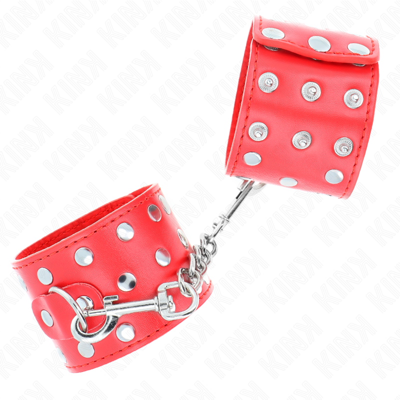 Kink - Resistenza da Polso con Chiusura a Scatto Completa di Rivetti Rosso Regolabile 19-24 Cm X 5,5 Cm - immagine 3