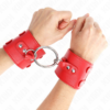 Kink - Polso Fisso con Anello e Borchie Regolabile Rosso 17-22 Cm X 6,5 Cm