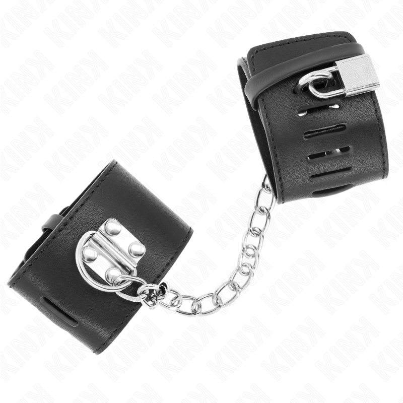 Kink - Polso Fisso con Catena 30 Cm e Chiusura Lucchetto Nero Regolabile 16-23 Cm X 5,5 Cm - immagine 3
