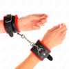 Kink - Resistenza da Polso Premium Foderata in Pelliccia Rosso con Cintura Nera Regolabile 17-29 Cm X 6 Cm
