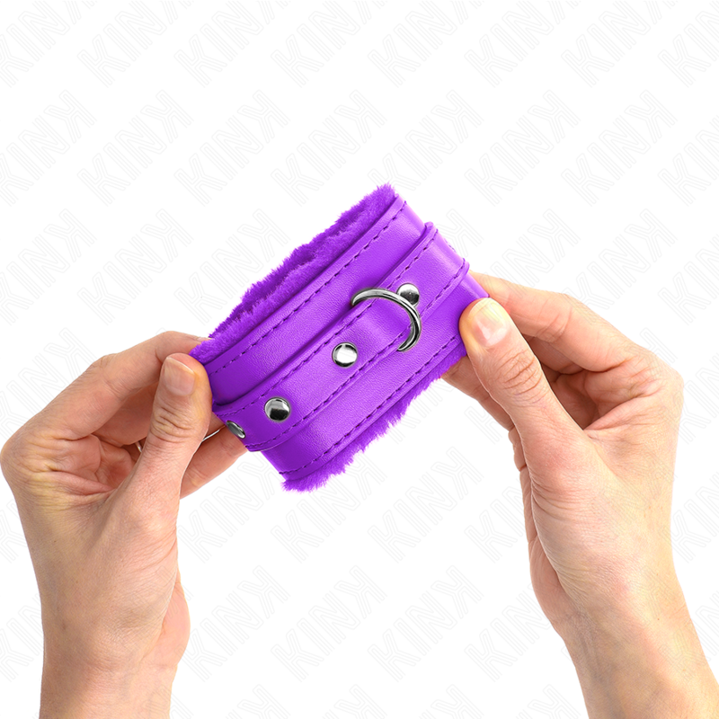 Kink - Poggipolsi Premium Imbottiti in Pelliccia Viola con Cintura Viola Regolabile 17-29 Cm X 6 Cm - immagine 4
