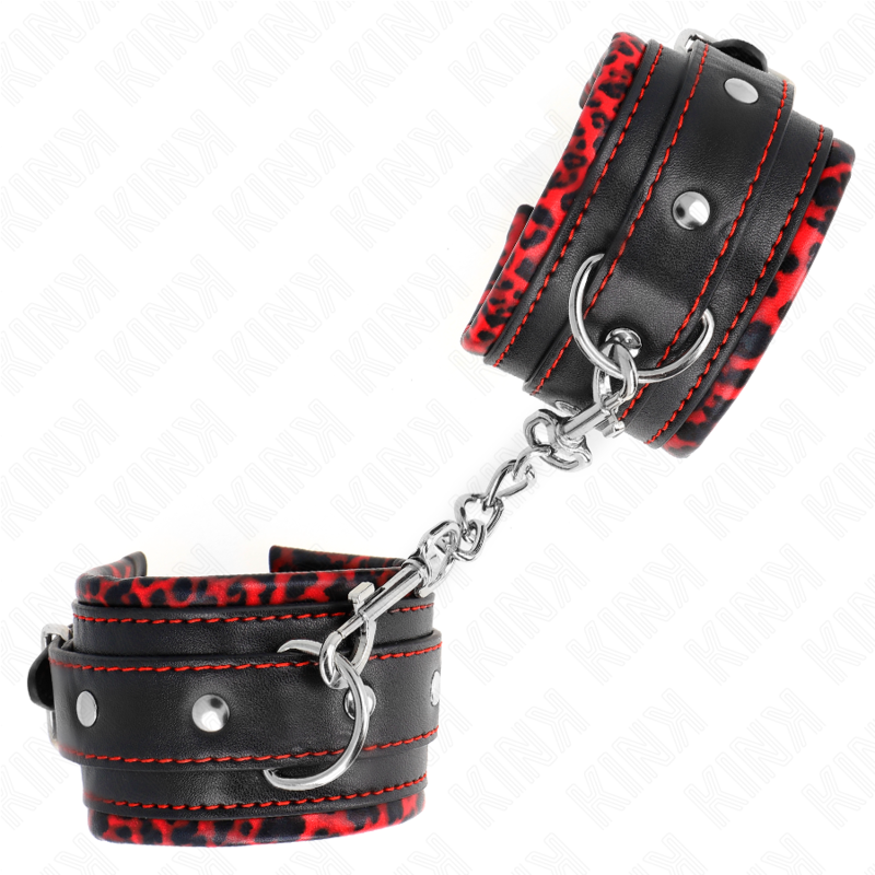 Kink - Poggipolsi Imbottiti in Pelliccia Rosso/Nero Regolabile 17-29 Cm X 6 Cm - immagine 3
