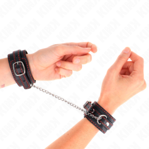 Kink - Potenziale da Polso Piccola Nera con Fodera Rossa Regolabile 14-24 Cm X 3,5 Cm