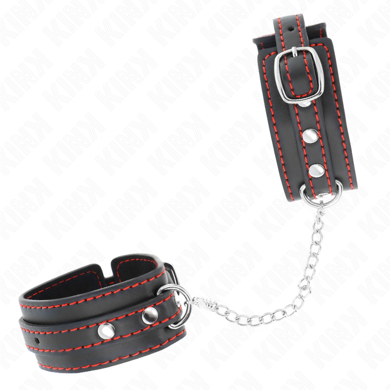 Kink - Potenziale da Polso Piccola Nera con Fodera Rossa Regolabile 14-24 Cm X 3,5 Cm - immagine 3