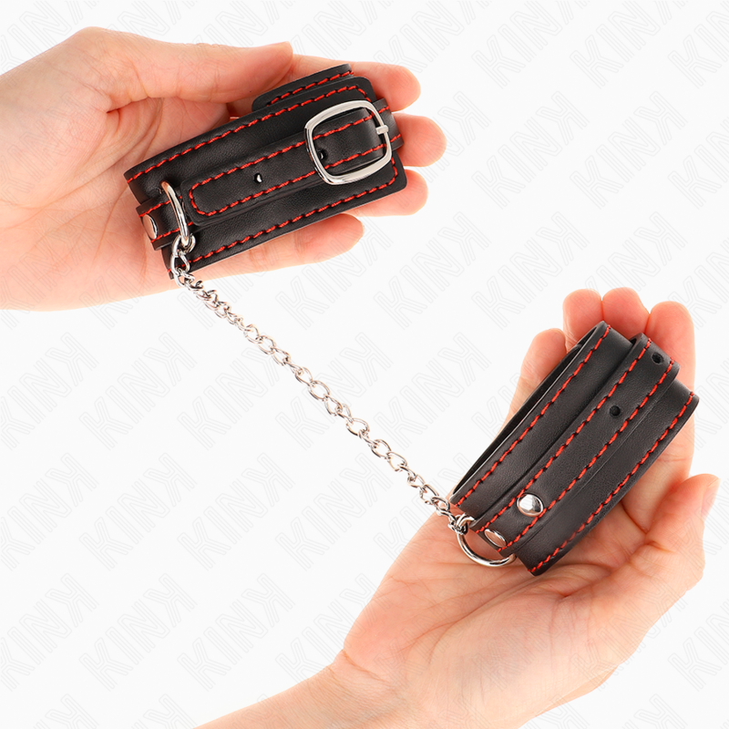Kink - Potenziale da Polso Piccola Nera con Fodera Rossa Regolabile 14-24 Cm X 3,5 Cm - immagine 4