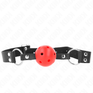 Kink - Palla Traspirante Bavaglio 4 Cm con Doppio Rivetto Rosso 62,5 X 2,5 Cm Regolabile 42-58 Cm