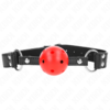 Kink - Bavaglio Sfera Traspirante 4 Cm con Doppio Rivetto in Cuoio 62,5 X 2,5 Cm Regolabile 42-58 Cm