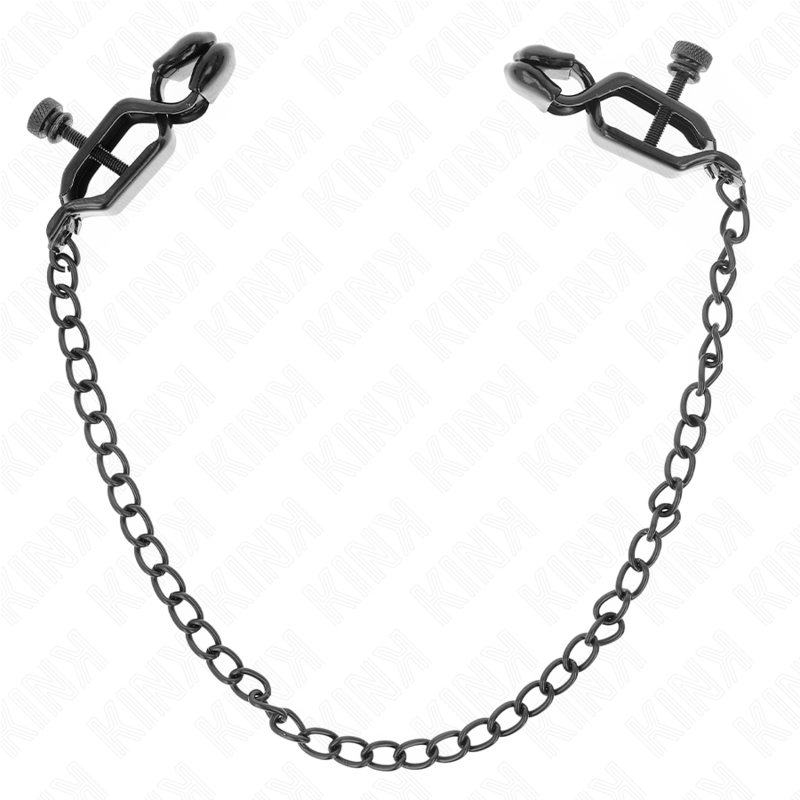 Kink - Morsetti per Capezzoli a Catena Piatta Nera 30 Cm - immagine 2