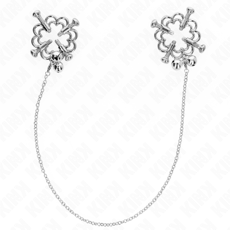 Kink - Pinze per Capezzoli a Fiore in Metallo con Catena - immagine 2