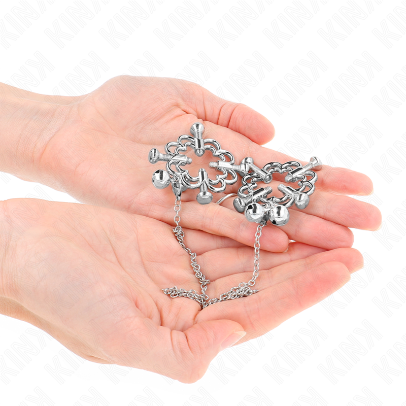 Kink - Pinze per Capezzoli a Fiore in Metallo con Catena - immagine 4