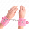 Kink - Polsini Imbottiti in Pelliccia con Fori Quadri Rosa e Cintura Rosa Regolabile 17-29 Cm X 6 Cm