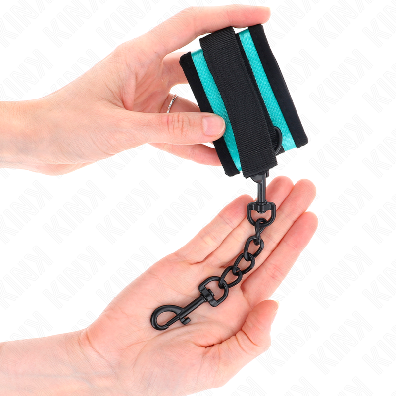 Kink - Tenuta da Polso in Nylon con Gancio e Loop Nero-Blu Regolabile 18-32 Cm X 5 Cm - immagine 4