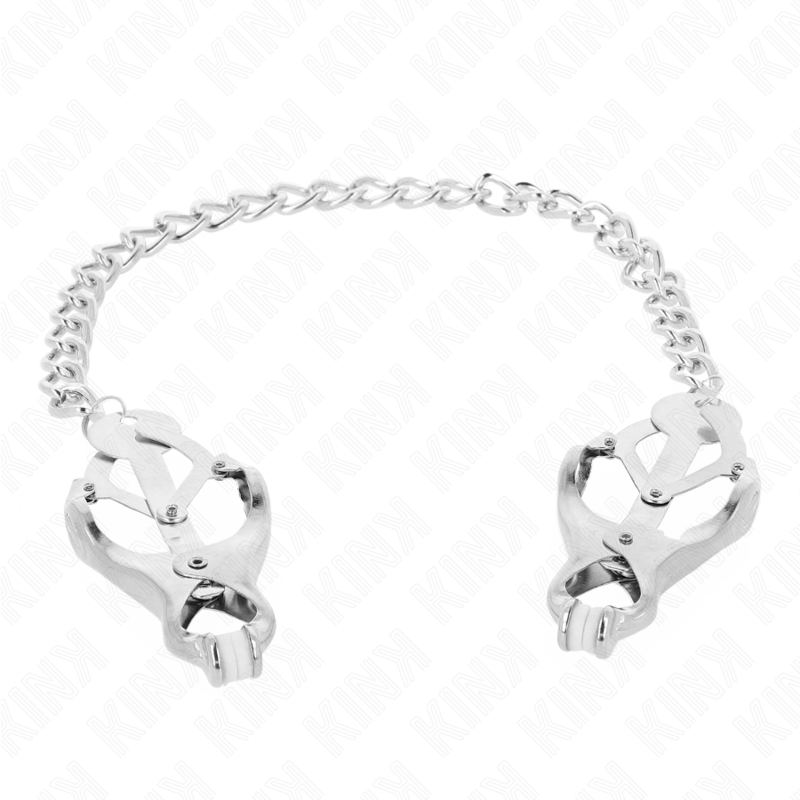 Kink - Pinze per Capezzoli Trifoglio Giapponese con Catena Argento 30 Cm - immagine 3