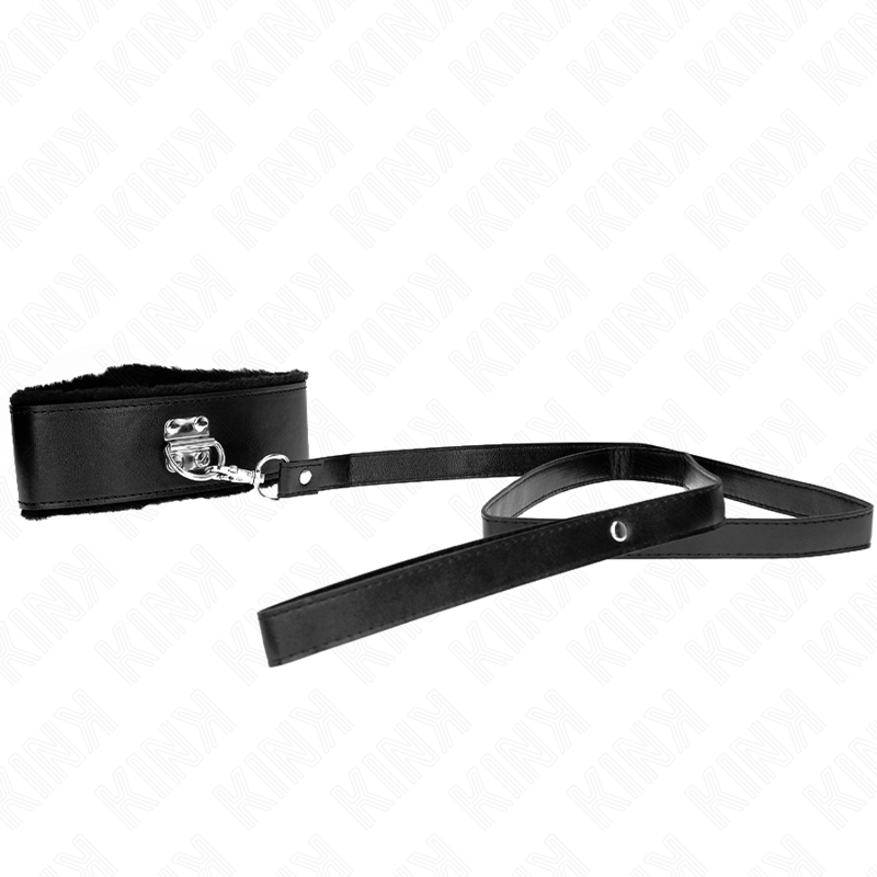 Kink - Collana con Guinzaglio 116 Cm con Borchie in Argento Modello 4 Nero Regolabile 40-48 Cm X 6 Cm - immagine 4