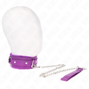 Kink - Collare con Guinzaglio 65 Cm con Restrizioni Viola 36-42 Cm X 5,5 Cm