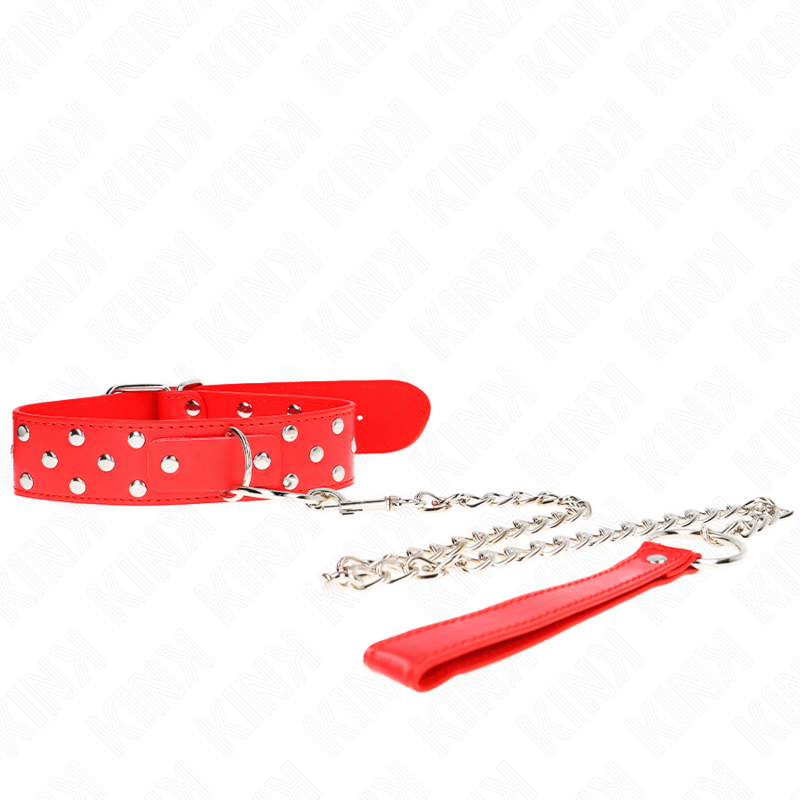 Kink - Collana con Cinturino ad Anello Rivetto con Cintura 65 Cm Rosso Regolabile 36-50 Cm X 3,8 Cm - immagine 5