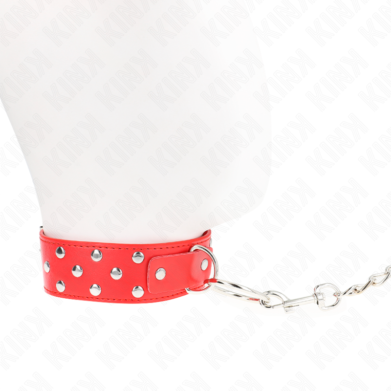 Kink - Collana con Cinturino ad Anello Rivetto con Cintura 65 Cm Rosso Regolabile 36-50 Cm X 3,8 Cm - immagine 4