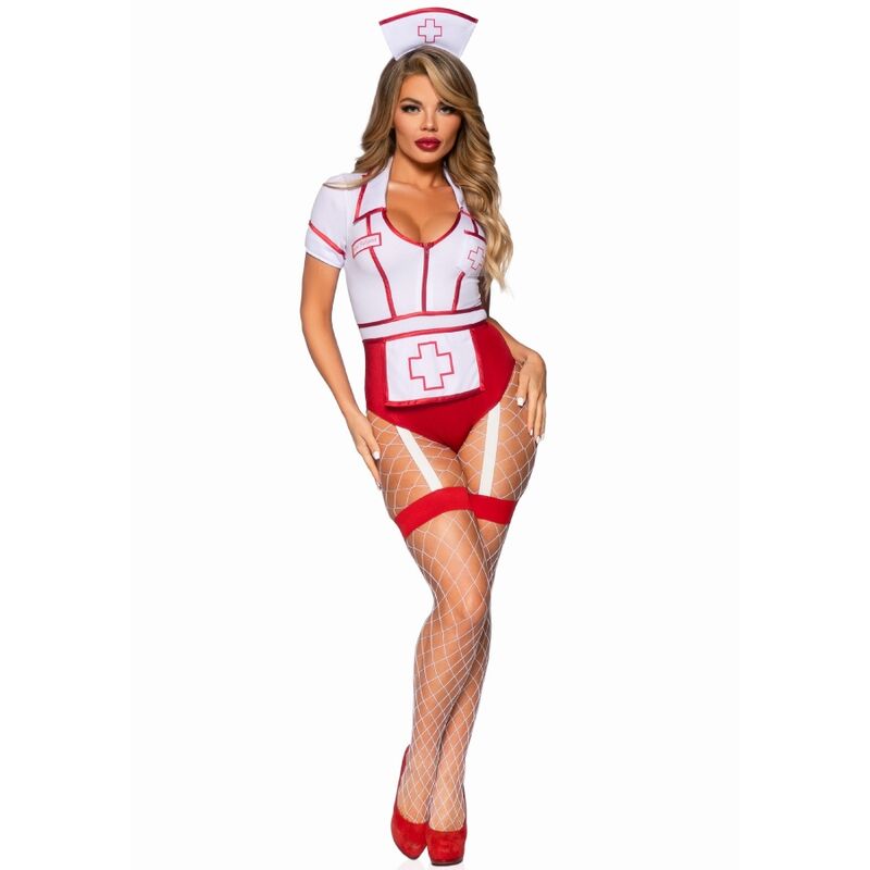 Leg Avenue - Costume da Infermiera Sexy Rosso/Bianco M - immagine 6