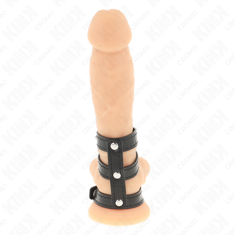 Kink - Anello per Pene in Pelle Tripla con Chiusura a Pressione - immagine 2