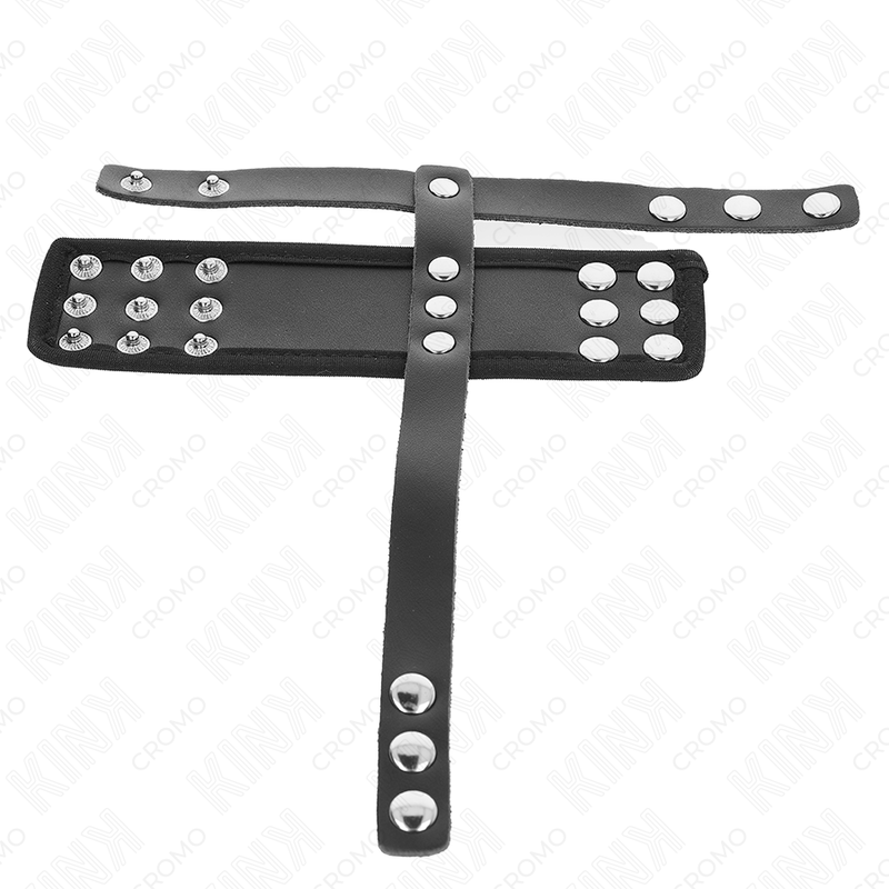 Kink - Anello per Gabbia per Pene in Pelle con Cinturino Divisore per Palline Rivestito Regolabile - immagine 4
