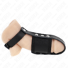 Kink - Anello per Gabbia per Pene in Pelle con Cinturino Divisore per Palline Rivestito Regolabile