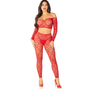 Leg Avenue - Crop Top + Calze Rosso Taglia Unica
