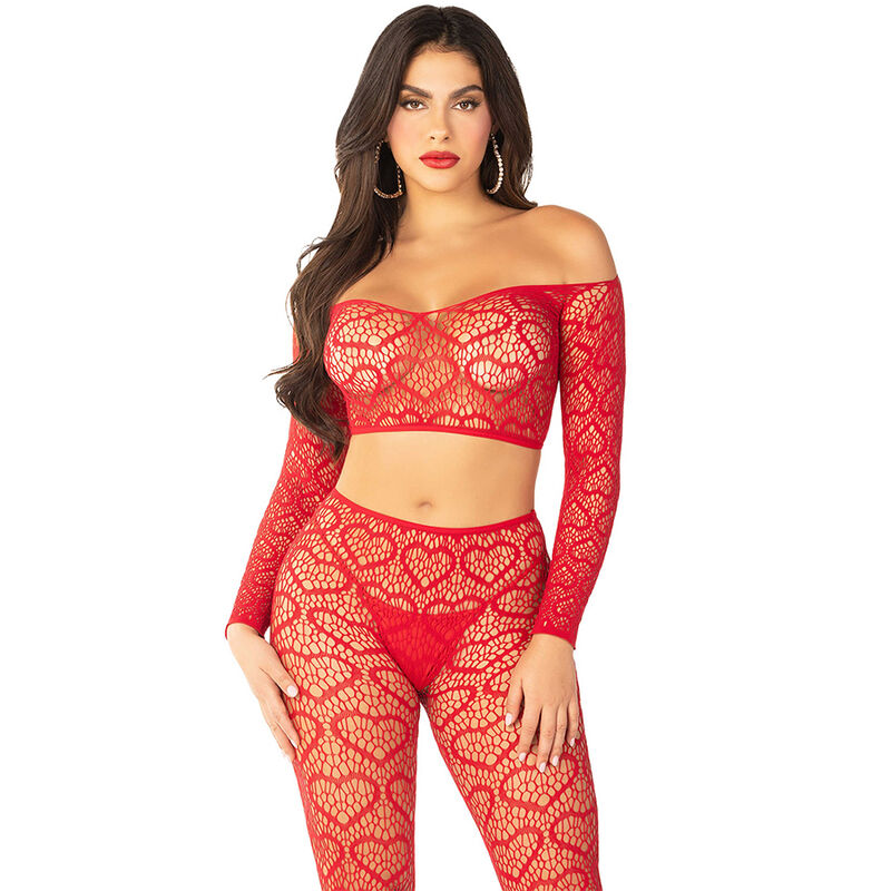 Leg Avenue - Crop Top + Calze Rosso Taglia Unica - immagine 2