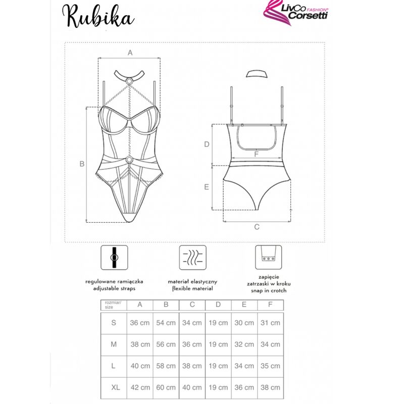 LivCo Corsetti Rubika LC XG079 – Body nero con choker e catene L - immagine 4