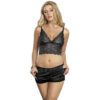 Subblime - 953928 Camicia da Notte in Seta e Pizzo + Slip Nero L/Xl