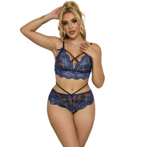 Subblime - 954062 Reggiseno + Slip Pizzo Blu S/M