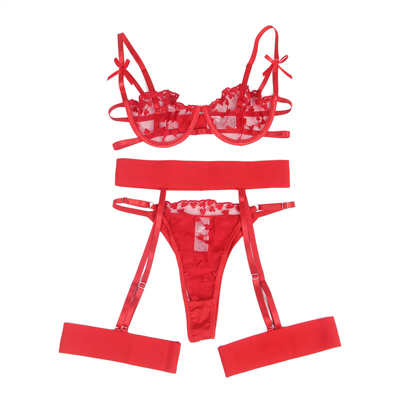 Subblime - 954338 Reggiseno + Perizoma + Cintura con Stampa a Cuore Rosso L/Xl - immagine 5