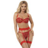 Subblime - 954338 Reggiseno + Perizoma + Cintura con Stampa a Cuore Rosso L/Xl