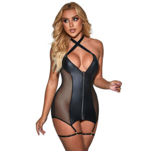 Subblime - 954444 Abito Sexy in Rete Pelle Nero S/M