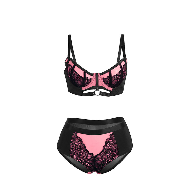 Subblime - 955588 Set Reggiseno in Vernice Rosa con Cerniera in Rete L/Xl - immagine 5