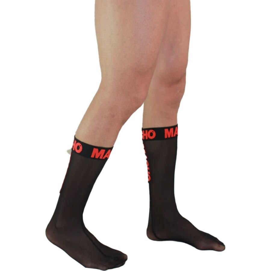 Macho - Calzini Sottili Taglia Unica Nero/Rosso - immagine 3
