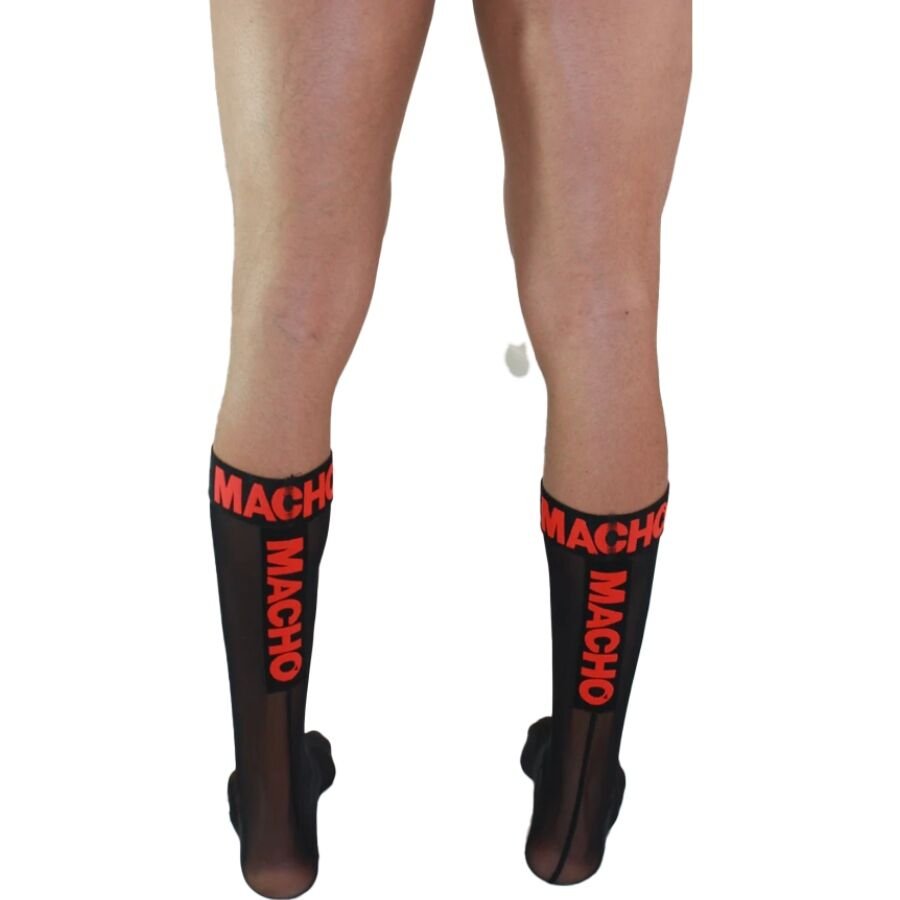Macho - Calzini Sottili Taglia Unica Nero/Rosso - immagine 2
