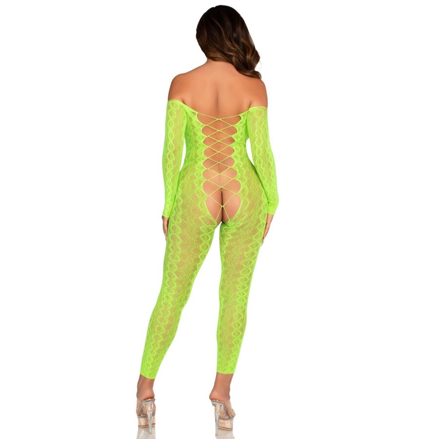 Leg Avenue - Bodystocking Senza Cavallo Exotic Snake Lace Neon Green - immagine 2