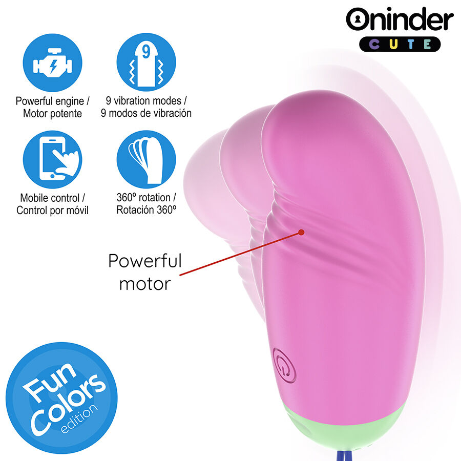 Oninder Cute - Uovo in Silicone Vibrante-Rotante A 360° per Amare il Piacere - App Globale Gratuita - immagine 6
