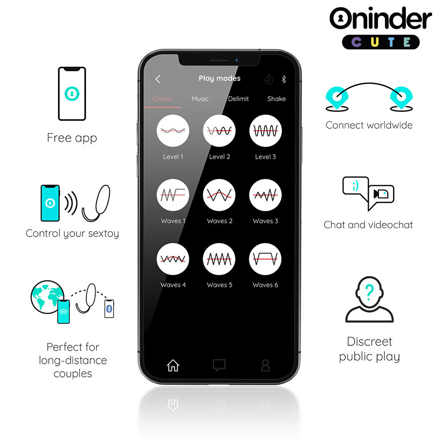 Oninder Cute - Uovo Vibrante Love Pleasure - Gemme Rotanti in Silicone - App Globale Gratuita - immagine 5