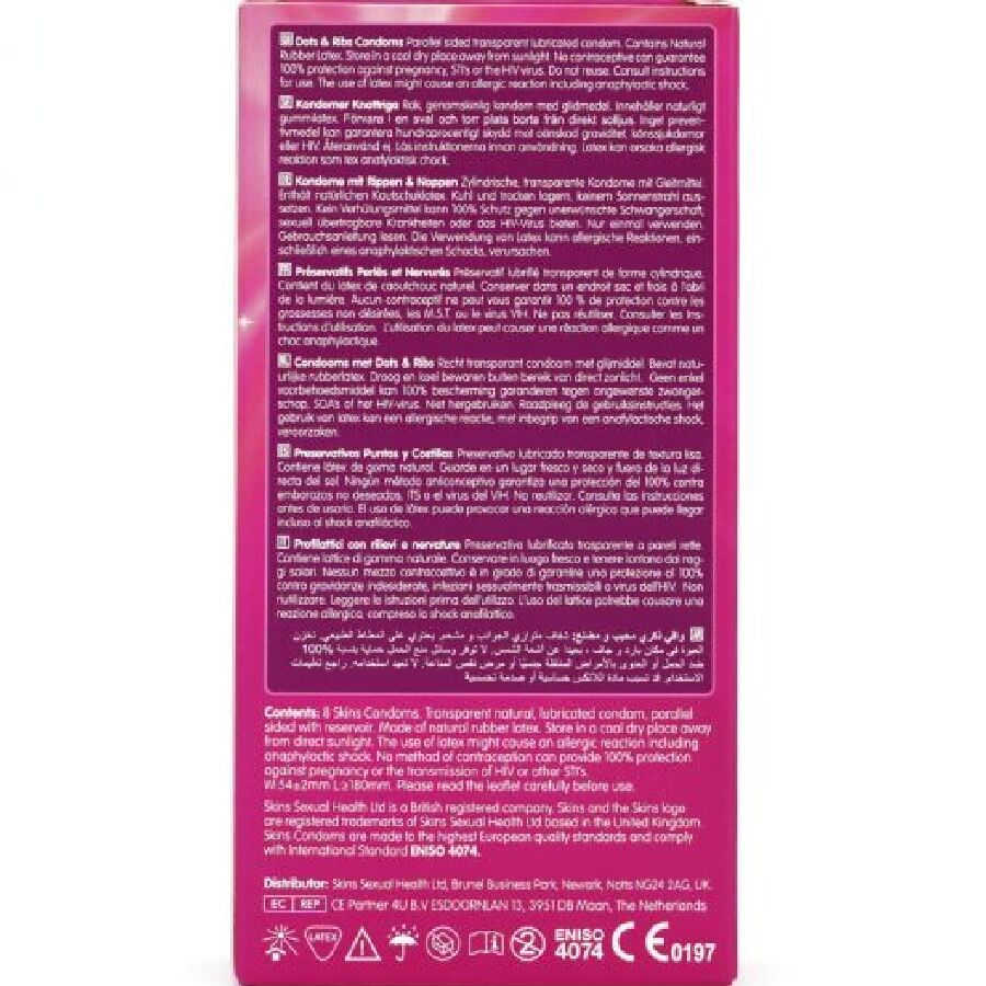 Skins - Dots & Ribs Premium Condoms Confezione da 8 - immagine 4