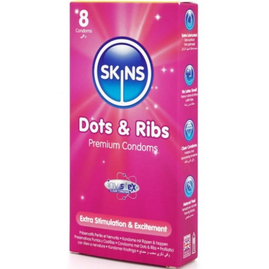 Skins - Dots & Ribs Premium Condoms Confezione da 8 - immagine 2