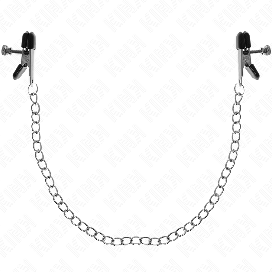 Kink - Morsetti per Capezzoli a Catena Piatta Argento 34 Cm - immagine 2