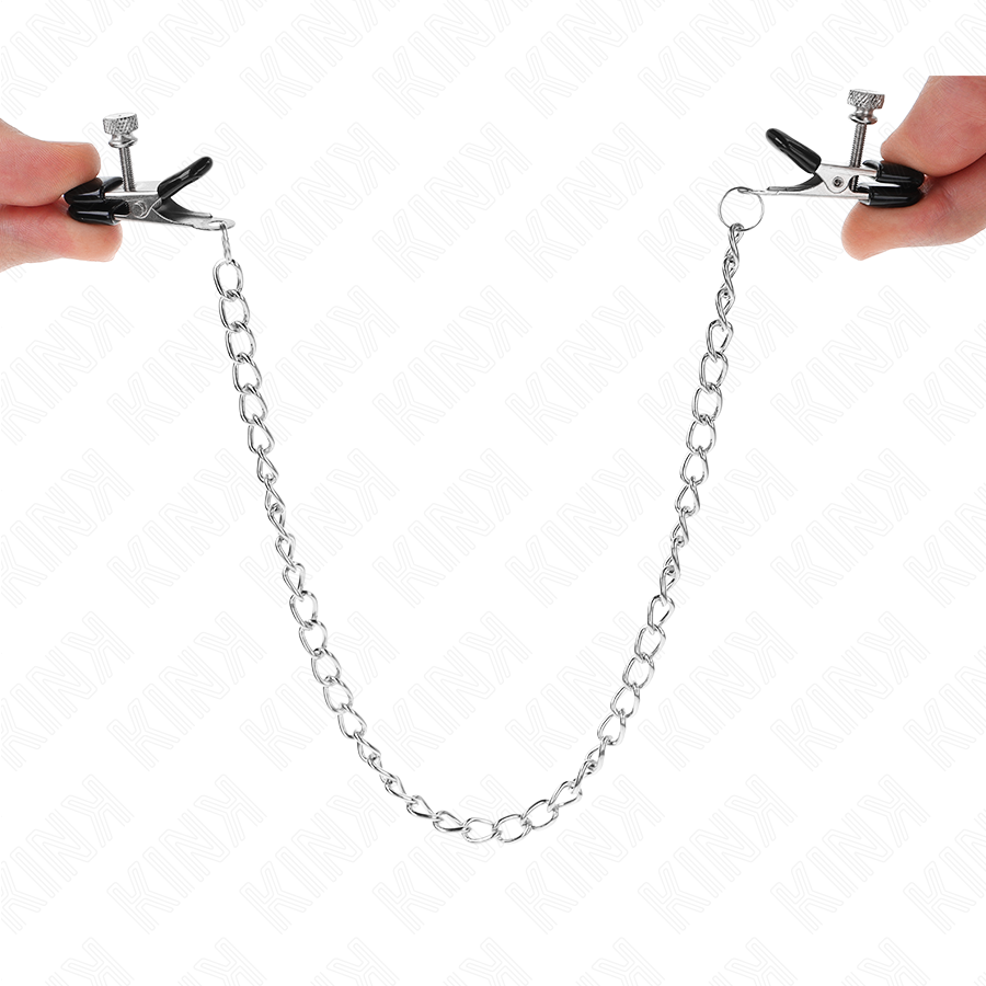 Kink - Morsetti per Capezzoli a Catena Piatta Argento 34 Cm - immagine 5